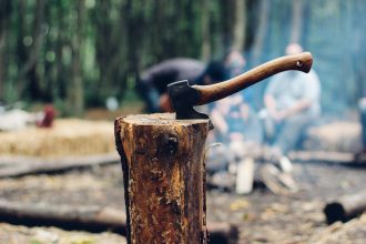 How to make a fire chopping wood axe