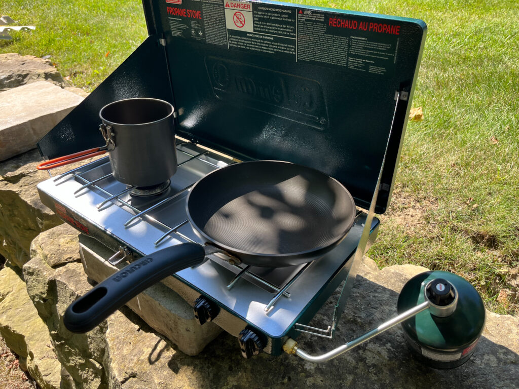 stove kitchen coleman propane pan cooking pot camping