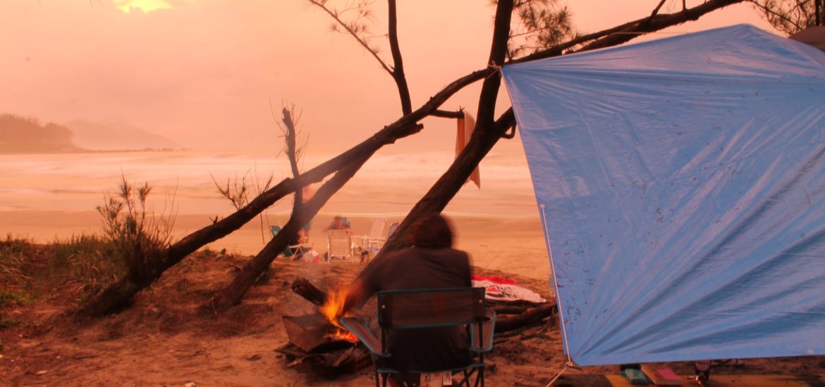 fire under a tarp setup