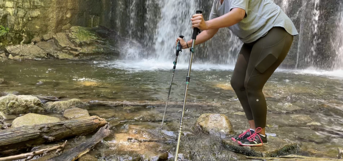 hiking trekking poles river stream waterfall safety