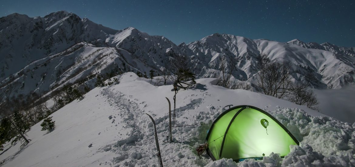 single wall camping tent mountain alpine snow winter