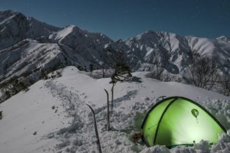 single wall camping tent mountain alpine snow winter