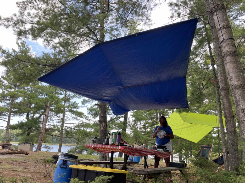 tarp set up setup camping rain sun shade wind backcountry chetna