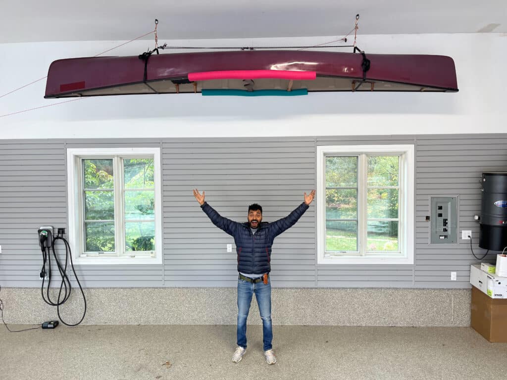 canoe hoist pulley installation ceiling garage lift storage