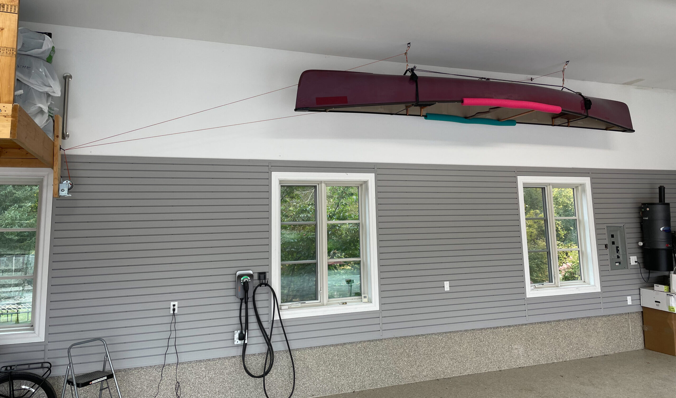 canoe hoist pulley installation ceiling garage lift storage