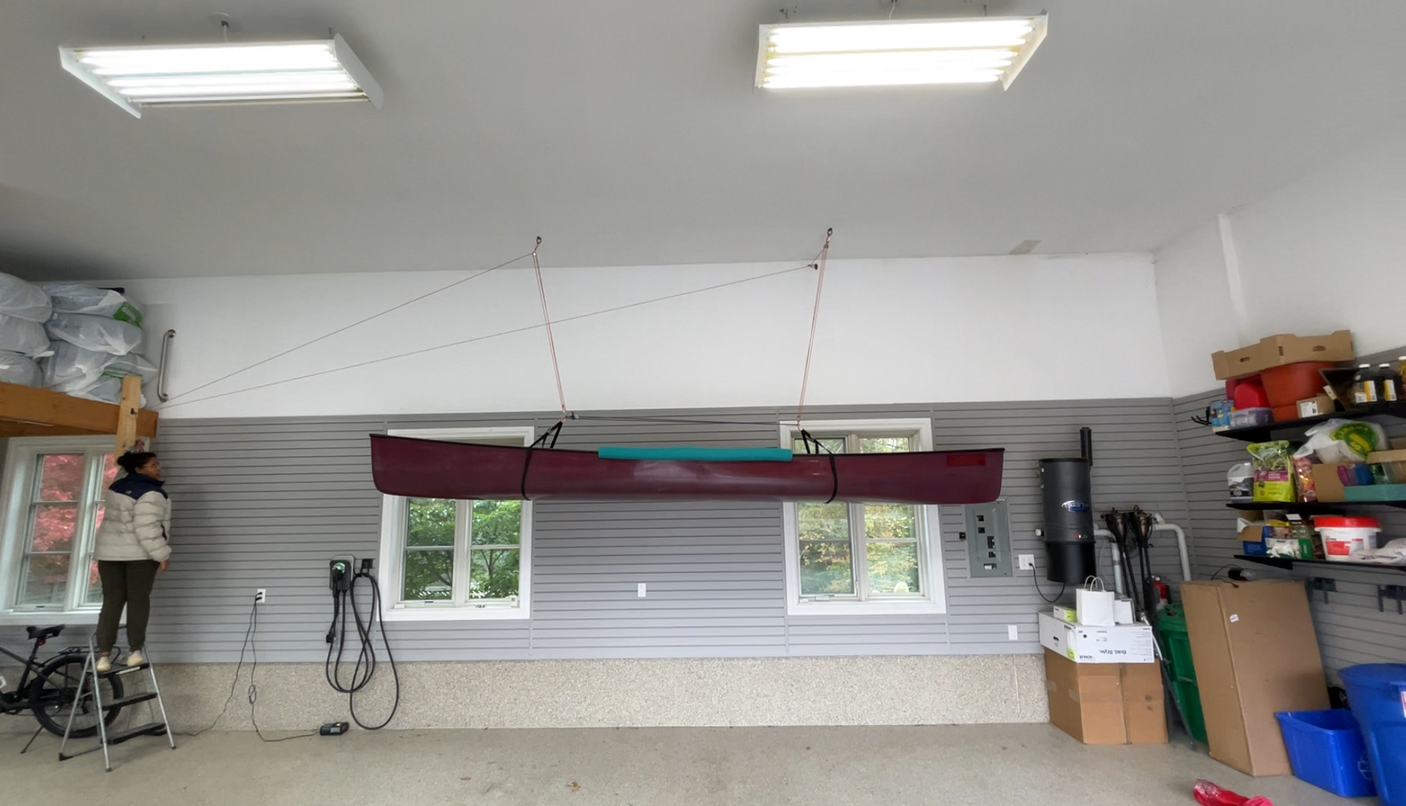 canoe hoist pulley installation ceiling garage lift storage
